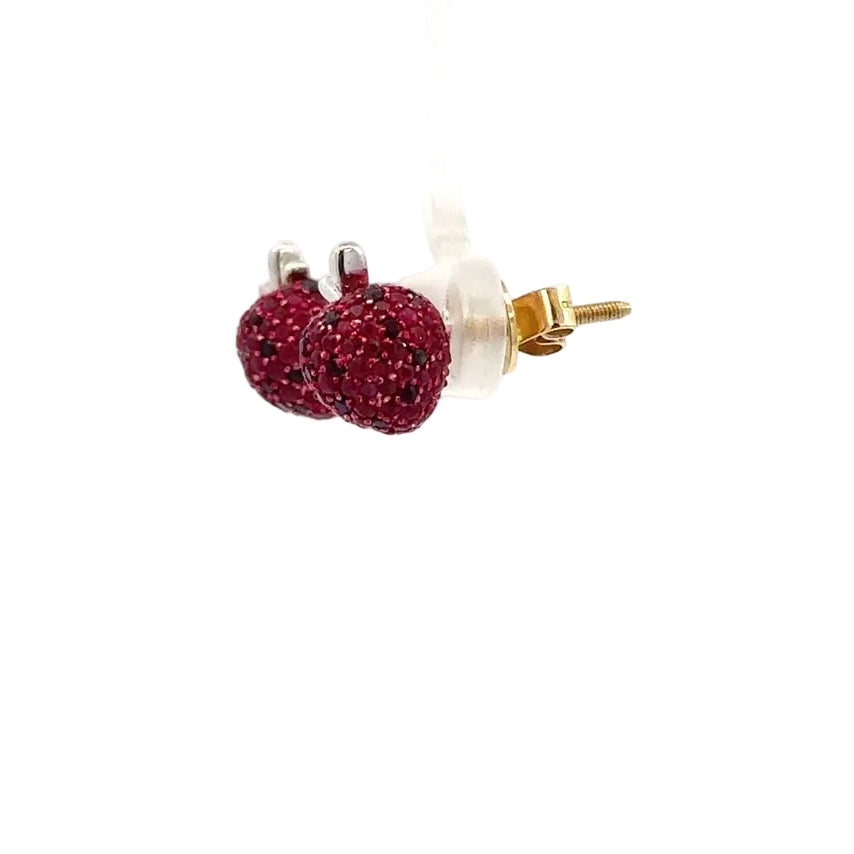 Gold and Natural Ruby Fancy Earrings.