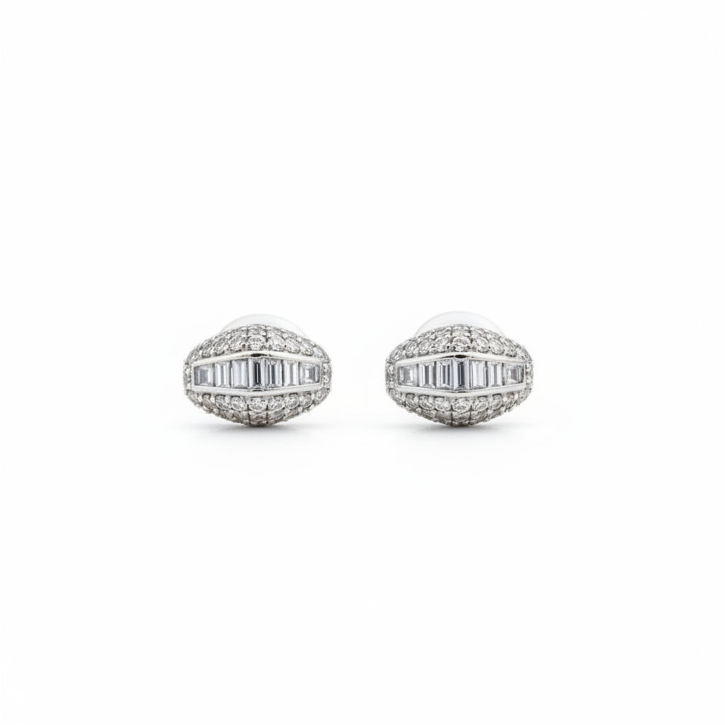 Gold and Natural diamonds Fancy spade Pavé Earrings.