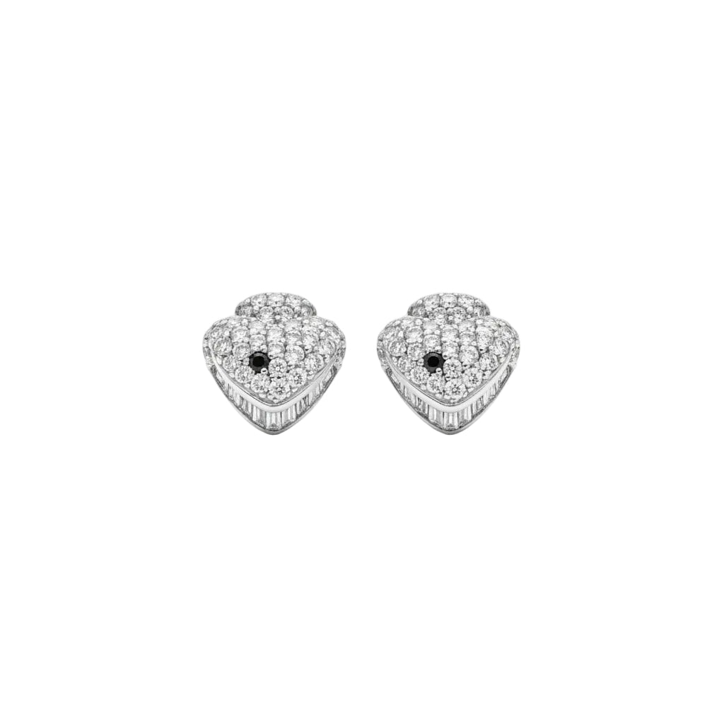 Gold and Natural diamonds Fancy spade Pavé Earrings.