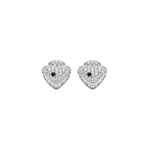 Gold and Natural diamonds Fancy spade Pavé Earrings.