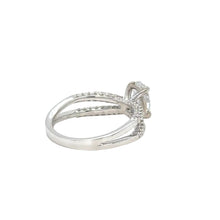 Load image into Gallery viewer, 18k White gold engagement ring with double pave split-shank band and Natural diamonds.