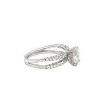 Load image into Gallery viewer, 18k White gold engagement ring with double pave split-shank band and Natural diamonds.