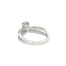 Load image into Gallery viewer, 18k White gold engagement ring with double pave split-shank band and Natural diamonds.