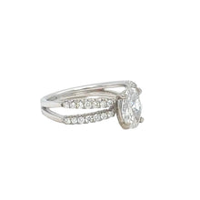 Load image into Gallery viewer, 18k White gold engagement ring with double pave split-shank band and Natural diamonds.