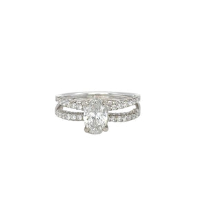 18k White gold engagement ring with double pave split-shank band and Natural diamonds.