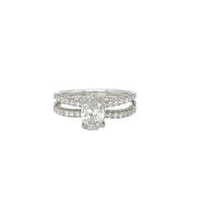 Load image into Gallery viewer, 18k White gold engagement ring with double pave split-shank band and Natural diamonds.