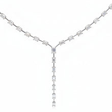 Load image into Gallery viewer, 14k White Gold Lab Diamond necklace in rectangular gold setting.