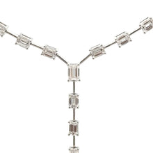 Load image into Gallery viewer, 14k White Gold Lab Diamond necklace in rectangular gold setting.
