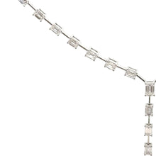 Load image into Gallery viewer, 14k White Gold Lab Diamond necklace in rectangular gold setting.
