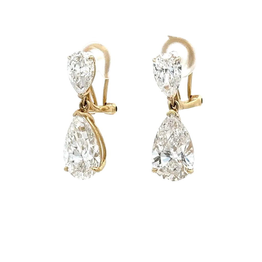 14k yellow gold and lab diamonds dangling earring