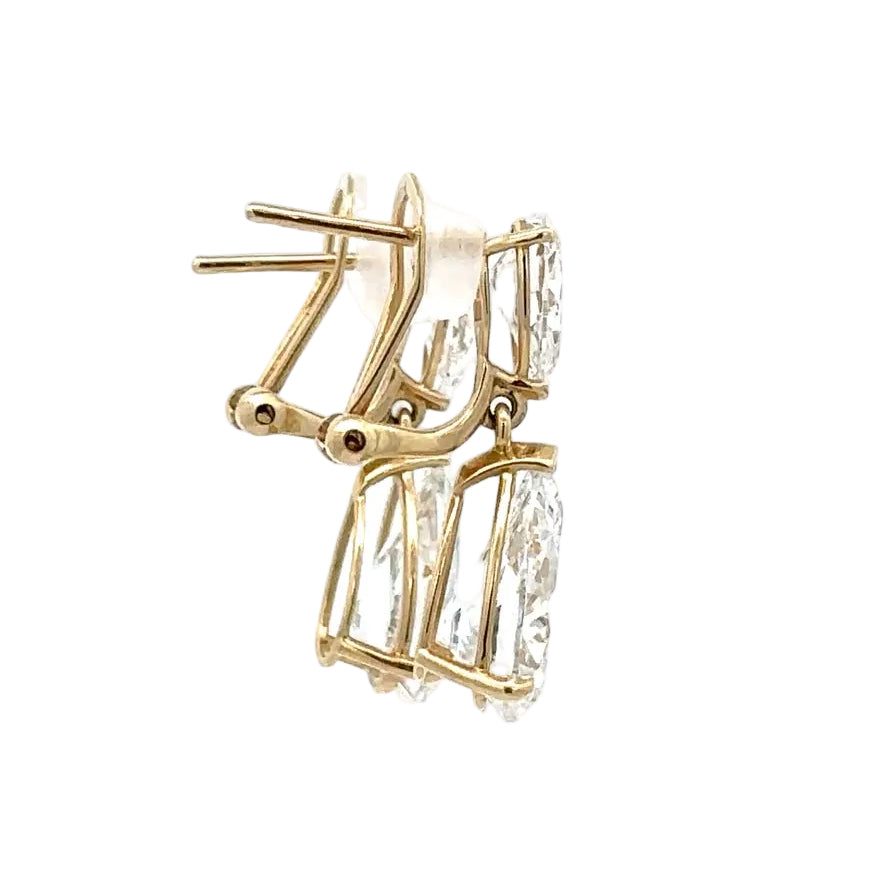 14k yellow gold and lab diamonds dangling earring
