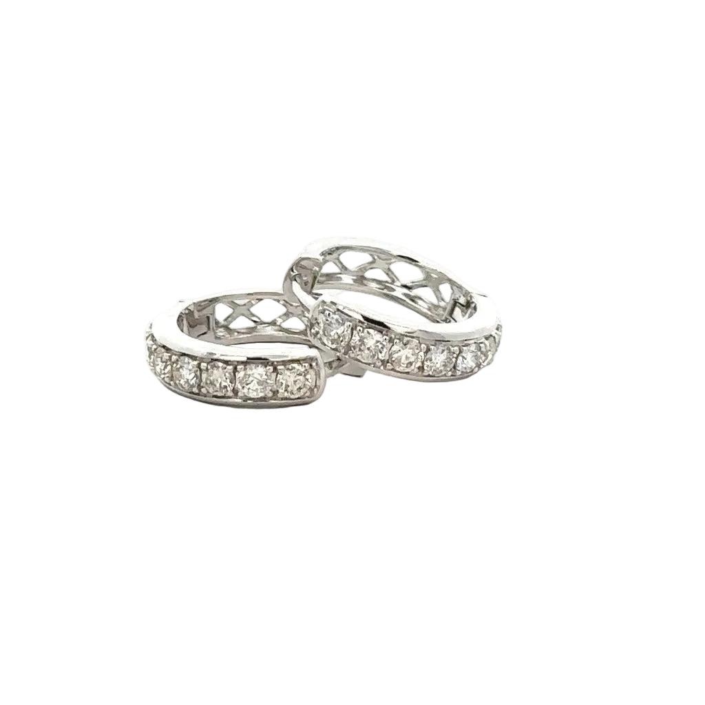 14k white gold and natural diamonds Hoop earring