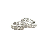 Load image into Gallery viewer, 14k white gold and natural diamonds Hoop earring