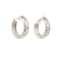 Load image into Gallery viewer, 14k white gold and natural diamonds Hoop earring