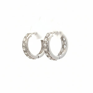 14k white gold and natural diamonds Hoop earring