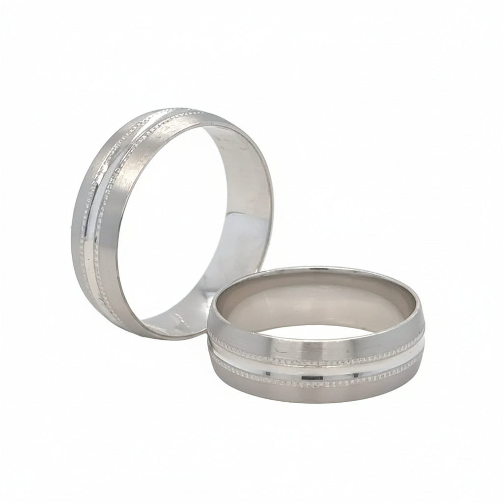 His and Hers 14k White Gold Wedding Band Rings