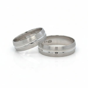 His and Hers 14k White Gold Wedding Band Rings