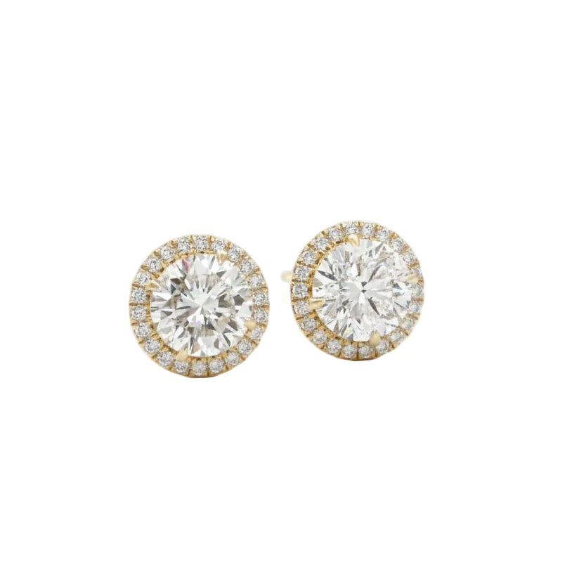 14k Yellow gold and Lab diamond Earrings