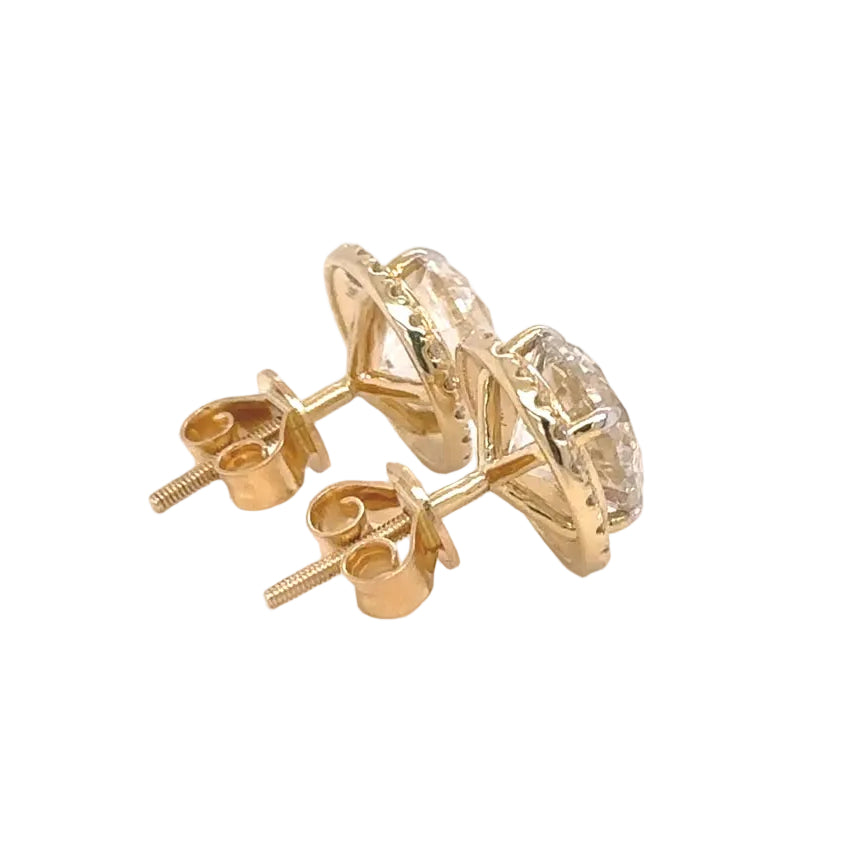 14k Yellow gold and Lab diamond Earrings