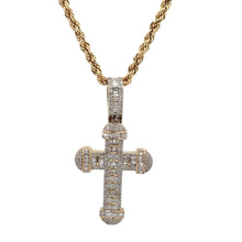 Load image into Gallery viewer, Yellow Gold Cross Diamond Pendant and Gold rope Chain Set