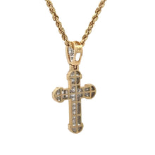 Load image into Gallery viewer, Yellow Gold Cross Diamond Pendant and Gold rope Chain Set