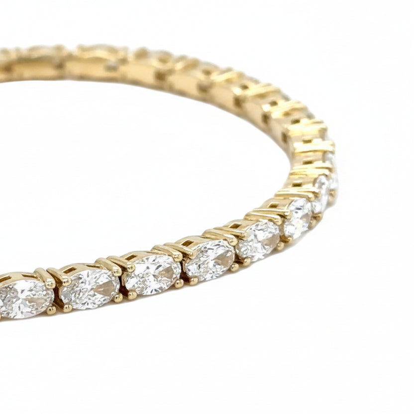 14k yellow gold and Lab Diamond Fancy tennis Bracelet.