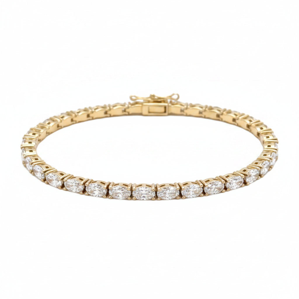 14k yellow gold and Lab Diamond Fancy tennis Bracelet.