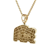 Load image into Gallery viewer, Yellow Gold Cheese Diamond Pendant and Gold Cuban Chain Set