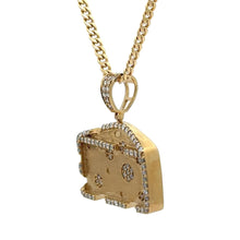 Load image into Gallery viewer, Yellow Gold Cheese Diamond Pendant and Gold Cuban Chain Set