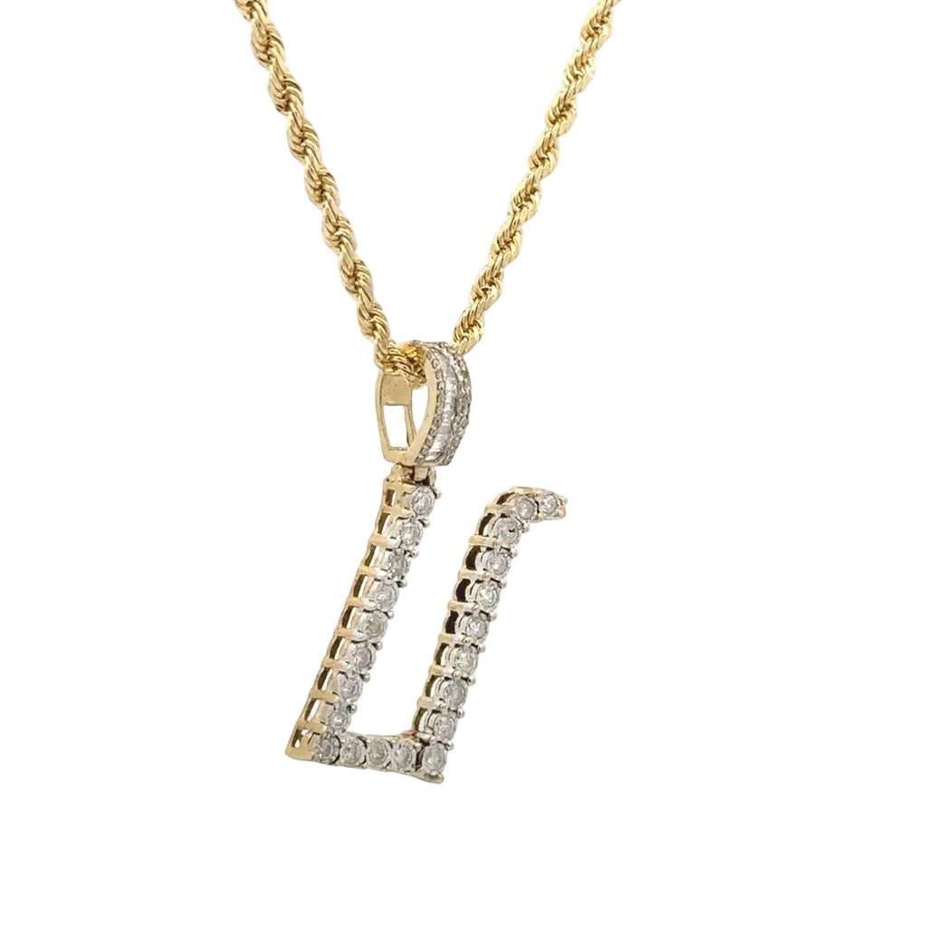Yellow Gold Diamond Pendant and Gold Rope Set