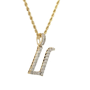 Yellow Gold Diamond Pendant and Gold Rope Set