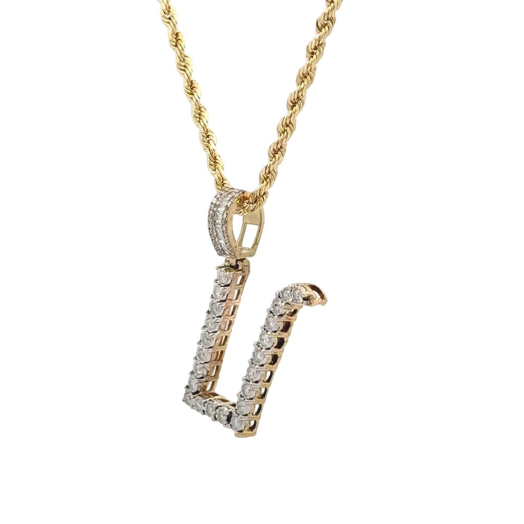 Yellow Gold Diamond Pendant and Gold Rope Set