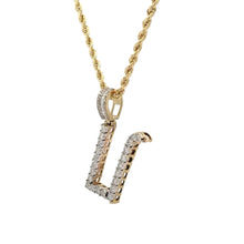 Load image into Gallery viewer, Yellow Gold Diamond Pendant and Gold Rope Set