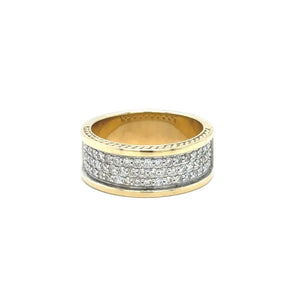 Yellow gold and diamond Band (3 rows of diamonds)