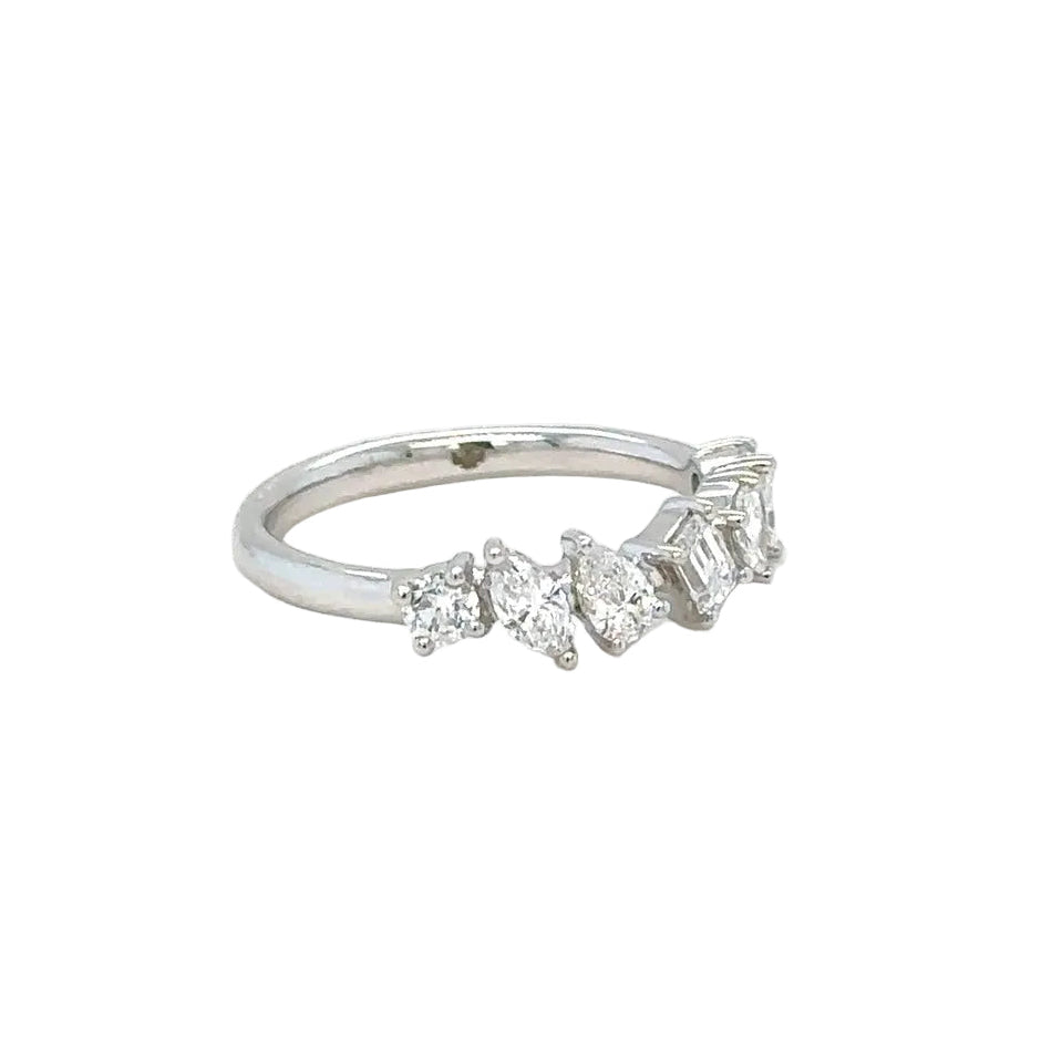 18k White Gold & Multi Shape diamond cluster Ring.