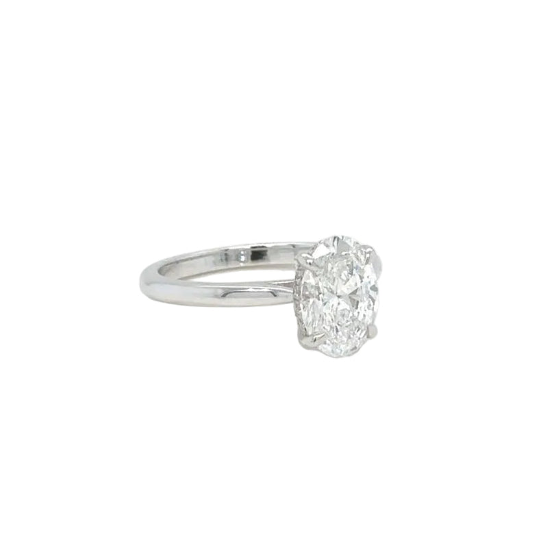 14k white gold and lab diamond engagement ring.