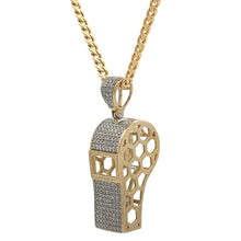 Load image into Gallery viewer, Yellow Gold Whistle Diamond Pendant and Gold Cuban Set