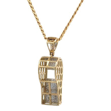Load image into Gallery viewer, Yellow Gold Whistle Diamond Pendant and Gold Cuban Set