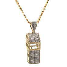 Load image into Gallery viewer, Yellow Gold Whistle Diamond Pendant and Gold Cuban Set