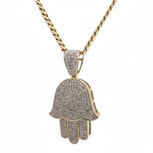 Load image into Gallery viewer, Yellow Gold Hamsa Diamond Pendant and Gold Cuban Set