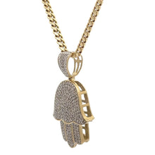 Load image into Gallery viewer, Yellow Gold Hamsa Diamond Pendant and Gold Cuban Set