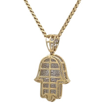 Load image into Gallery viewer, Yellow Gold Hamsa Diamond Pendant and Gold Cuban Set