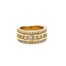 Load image into Gallery viewer, 14k Gold Band with Round Diamond (3 row, channel set, solid back) (choose your color)