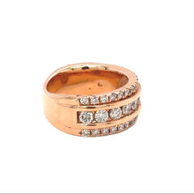 Load image into Gallery viewer, 14k Gold Band with Round Diamond (3 row, channel set, solid back) (choose your color)