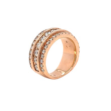 Load image into Gallery viewer, 14k Gold Band with Round Diamond (3 row, channel set, solid back) (choose your color)