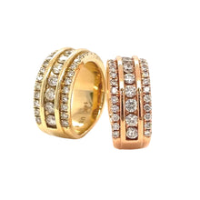 Load image into Gallery viewer, 14k Gold Band with Round Diamond (3 row, channel set, solid back) (choose your color)