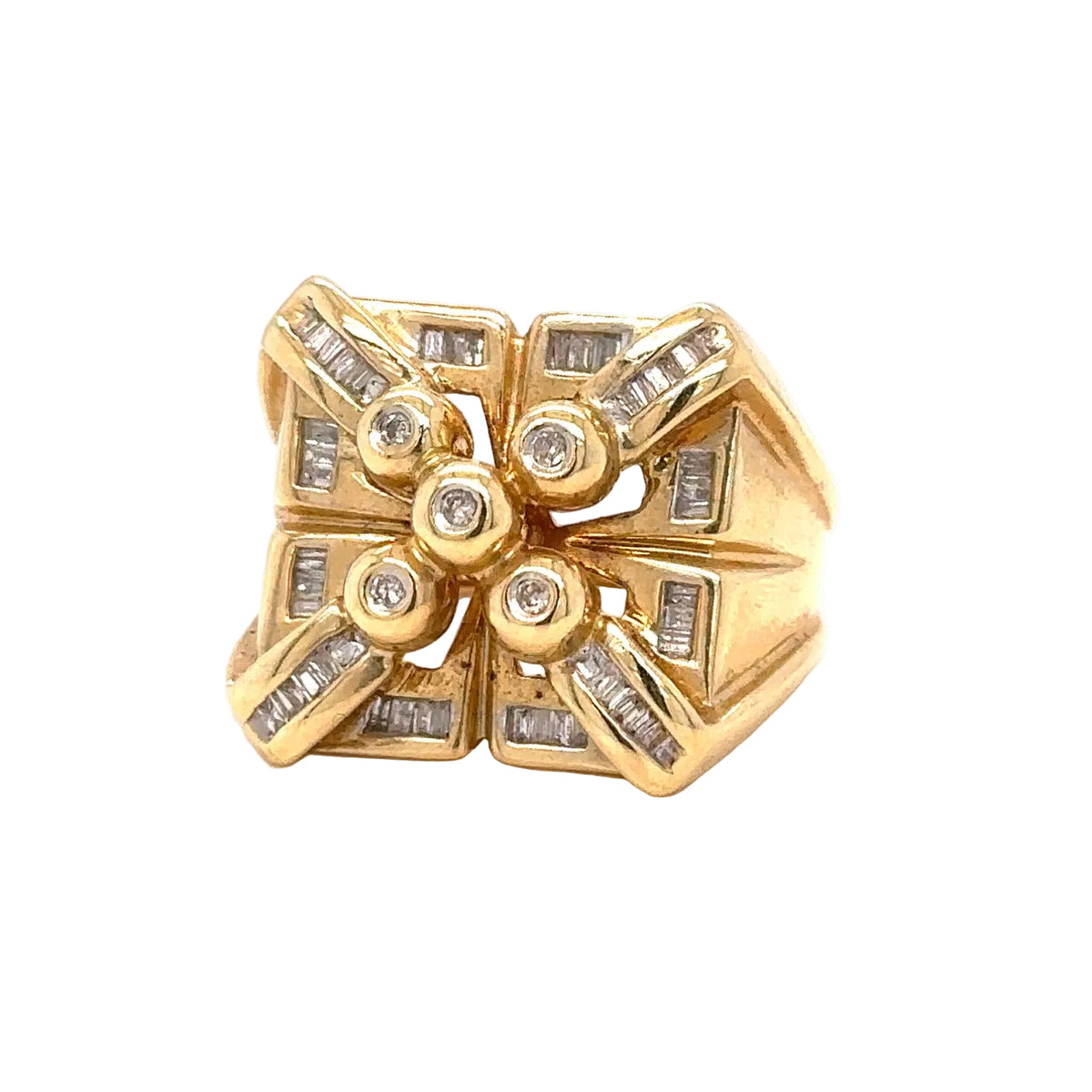 14k Yellow Gold & Natural Diamonds Men's Ring.