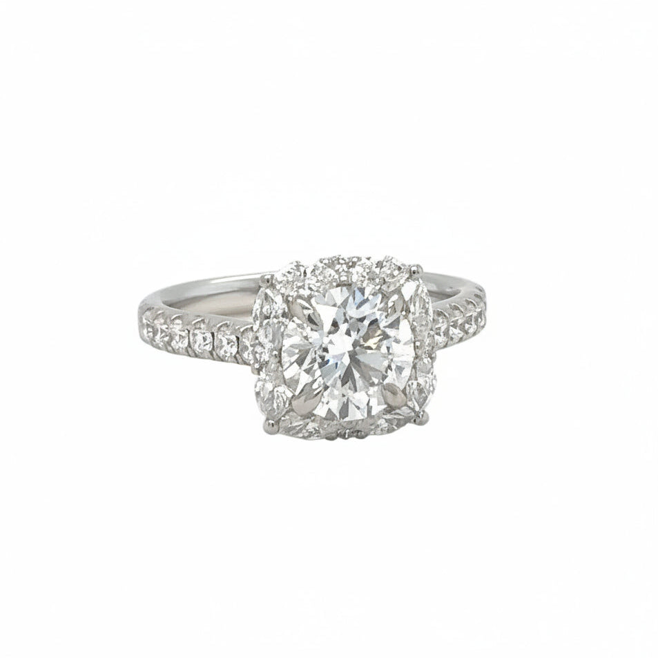 18k white gold and lab diamond engagement ring