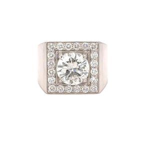14k White gold and Natural diamonds Men's Ring.