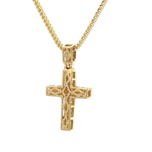 Load image into Gallery viewer, 14k Yellow Gold Cross Diamond Pendant and Gold rope Chain Set